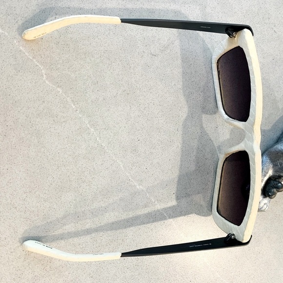 LINDA Farrow Luxe Leather Wrapped & Mat Black Sunglasses - Picture 3 of 11